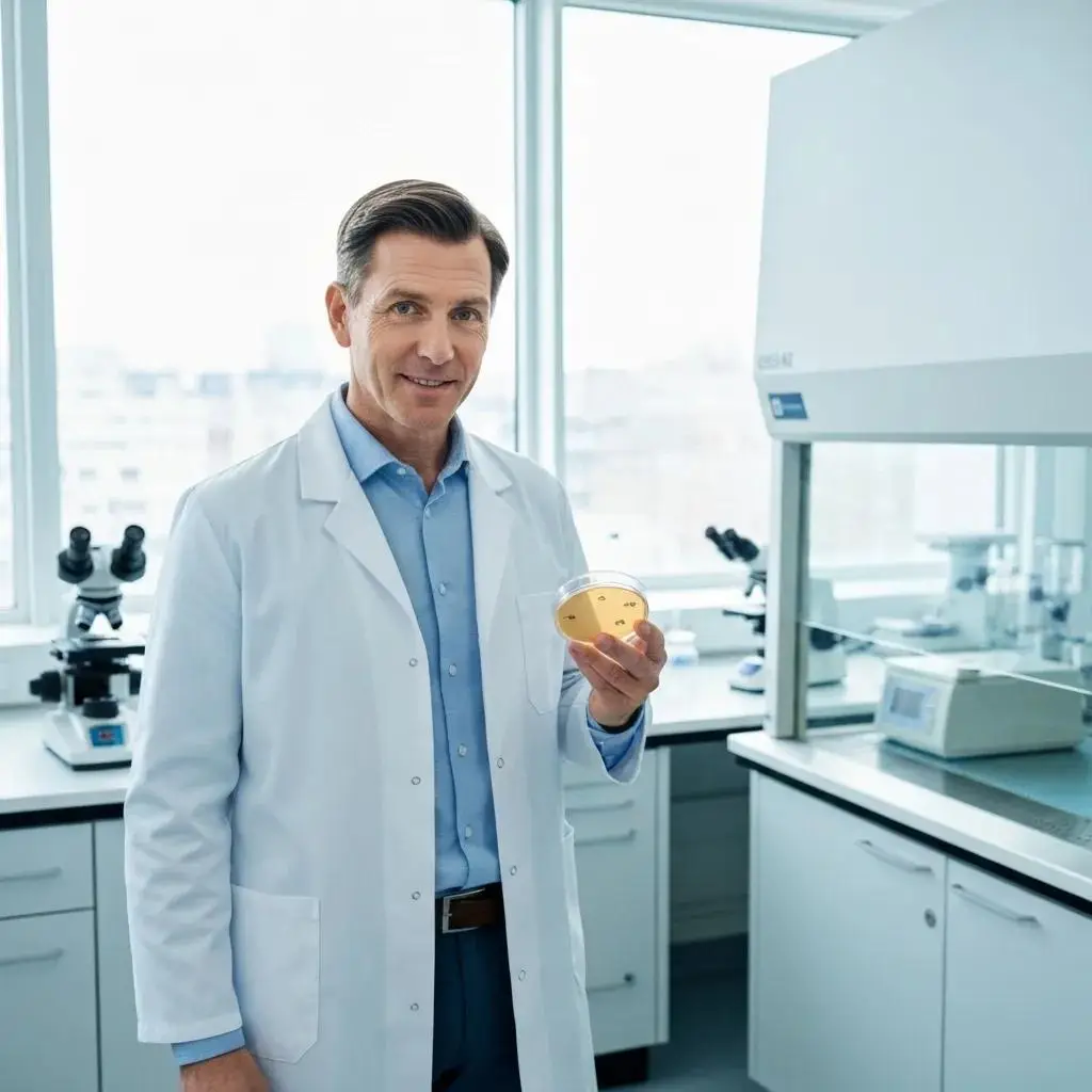 Chemisch Analytisches Labor: Verfahren Und Anwendungen 4 Laborant in chemischem Labor, umgeben von Analysegeräten und Prüfstandards, symbolisiert Qualitätssicherung und chemische Analysen für verschiedene Industrien.